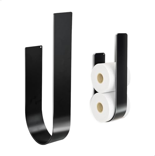 Toilettenpapier Halterung Ohne Bohren, Toilettenpapier Aufbewahrung Schwarz, WC Papier Aufbewahrung Ersatzrollenhalter, Klorollenaufbewahrung für 3 Rollen, Metall Toilettenpapierhalter Wand