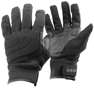 GSG-9 CR2² TS Schießhandschuhe Einsatzhandschuhe mit Ledereinsatz Schnittschutz EN388:F Security Touchscreen für Outdoor-Aktivitäten