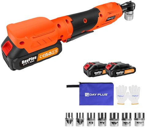 EFAN 3/8 Cordless Electric Ratchet Wrench Set, 60 ft-Lbs 320 RPM 21V Electric Drive Ratchet Kit with Variable Speed, Battery-Powered Ratchet with LED Light, 7 Sockets, 2x1.5Ah Battery&Charger