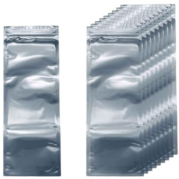 HARFINGTON 50pcs Antistatic Bags 3.9 x 11.8 Double-Layer Anti Static Resealable ESD Shielding Bag for GPU Hard Drive HDD SSD LED Lights Electronic Device, Semi-Transparent Dark Grey