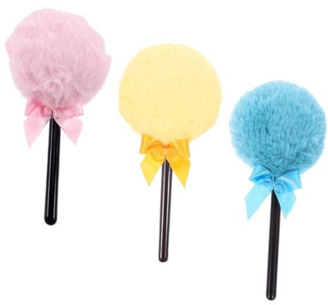 IWOWHERO 3pcs Lollipop Makeup Puff with Handle Soft Plush Powder Puff for Foundation and Body Powder Makeup Application Tool with Even Application and Stylish Appearance
