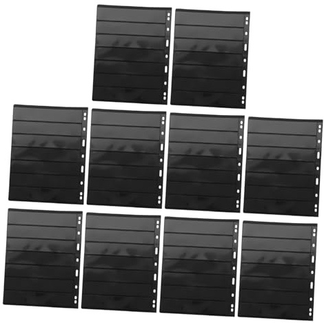 Healifty 10-sheet Double-sided Pvc Stamp Pages Album with Black Background Standard Stamp Holder for Collectors and Coin Storage Suitable for Scrapbooking and Banknotes Display