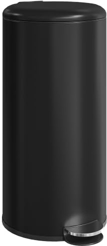 HOMCOM Mülleimer 30L Treteimer Abfalleimer Schwarz 36 x 30 x 63,5 cm | Mit Deckel und Fußpedal, Müllbehälter mit Inneneimer, Soft-Close-Funktion, für Wohnzimmer, Büro