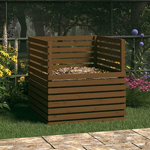 Lumanois Compostiera Marrone Ambra 100x100x102 cm Legno Massello di Pino, Casa e Giardino,Prato e Giardino,Giardinaggio,Compostaggio,Compostiere, 24.73kg-822195