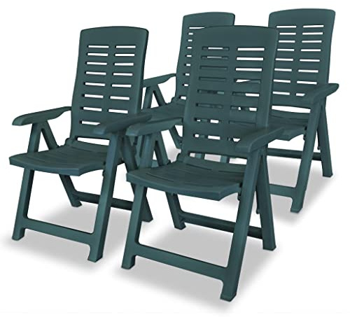 vidaXL Verstellbare Klappstühle, 4 Stück, Kunststoff, Grün