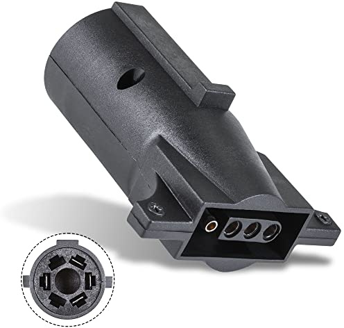 ONLINE LED STORE True Mods 7-Way Blade to 4-Way Flat Trailer Adapter [Nickel-Plated Copper Terminals] [Rugged Nylon Housing] [Compact Design] 7-pin to 4-pin Trailer Wiring Plug Adapter