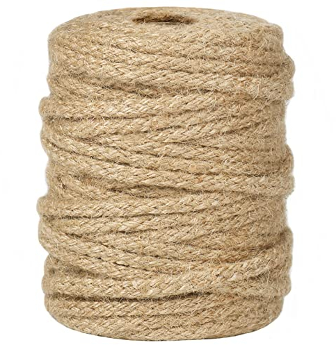 tenn well 5mm Thick Jute Twine String, 30M Braided Jute Garden Rope for Gardening, Cat Scratcher, Gift Wrapping and Crafts Decoration (Brown)