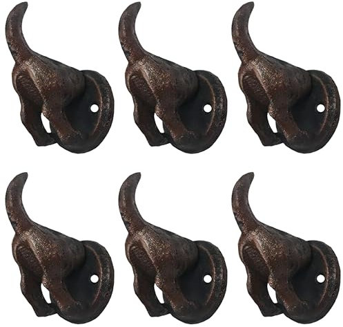 Lulu Decor, 100 % Gusseisen-Hundeschwanz, robuste Haken, Schlüsselhalter, Mantel, dekorative Haken für Hundeliebhaber, Wandhalterung, Leinenhalter für Wandaufbewahrung, stilvoller Schlüsselhalter (6