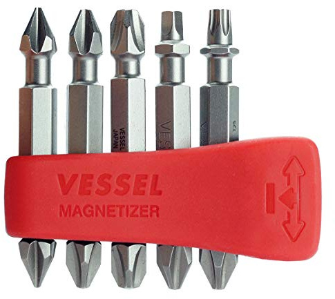 VESSEL EDEPH50K001 Torsion Neck Bit Set PH1, PH2, PH3, SQ2, T25 50 mm 5-Piece Set