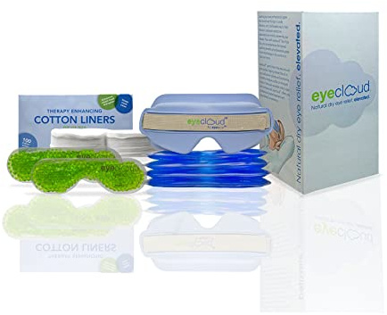 EyeEco Eyecloud Kit, Blue | Moist Heat & Cold Therapy Home Eye Mask Kit with Moisture-Locking Technology for Soothing Dry Eyes
