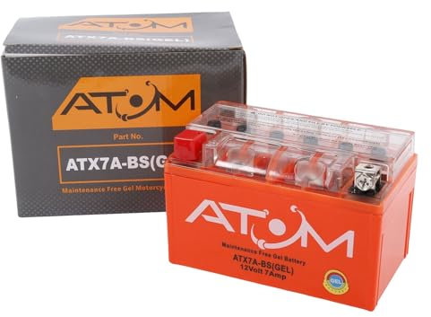 ATX7A-BS - Atom Gel Motorcycle Battery Factory Sealed 12V 7Ah