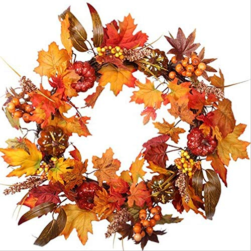 Vimmor Schneller Versand Weihnachtskranz Thanksgiving Erntefest Kranz Herbstdekoration Kranz Simulation Ahorn Tannenzapfen Kranz Beige