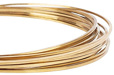 BENECREAT 5 m, 1,5 mm tjock fyrkantig koppartråd, halvhård mässingstråd i guld för smycken, pärlor, hantverk, arbete