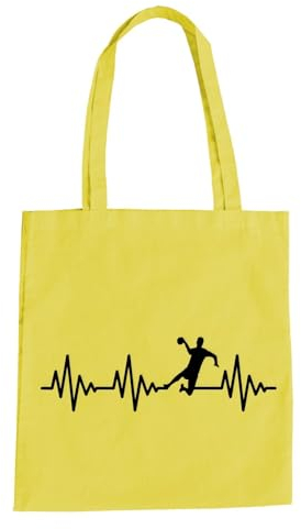 Herzschlag Handball Baumwolltasche - Ekg Handballer Handballspiel Sport Werfen Gelb