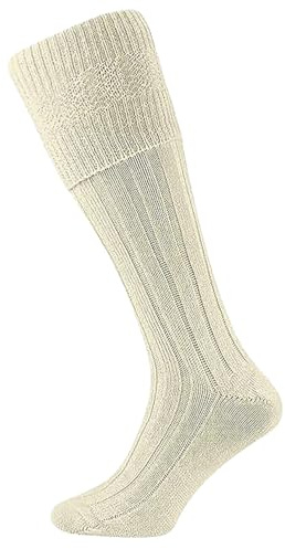 Bonjour® Mens Scottish Highland Wear Wool Kilt Hose Wedding Hogmanay Socks (Cream ( 1 Pair ))