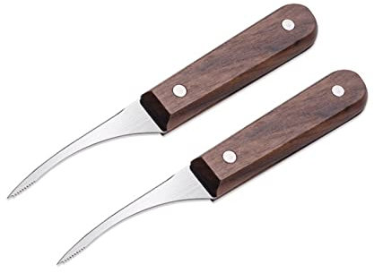 Lot de 2 outils de déveinage de crevettes avec manche en bois Éplucheur de crevettes en acier inoxydable Couteau de coquille de crabe pour écrevisses Homard Crevettes Nettoyeur de crevettes