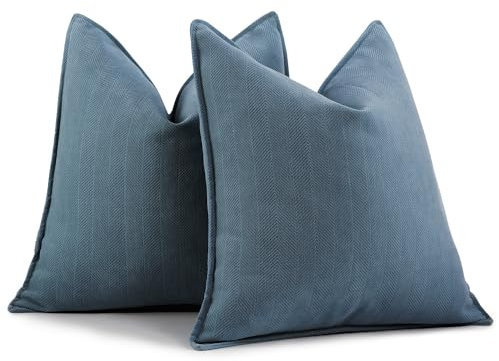 ZWJD Staub Blau Kissenbezug 40x40 2er Set Chenille Kissenbezüge Sofakissen Kissenhüllen mit elegantem Design, weiche und luxuriöse dekorative Dekokissen für Couch, Bett und Heimdekoration