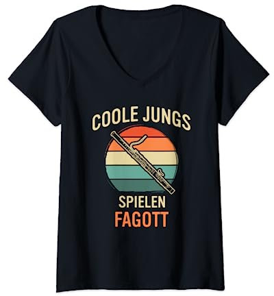 Damen Fagottist Fagott T-Shirt mit V-Ausschnitt