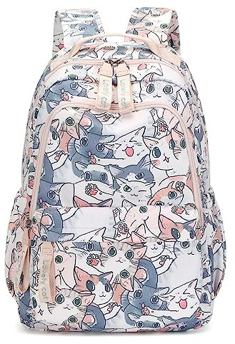 SCOFY FASHION Résistance à l'eau Anti vol filles école ordinateur portable sac à dos mignon imprimé chat sac à dos rose pour l'école Voyage Cartable, Imprimé chat., taille unique