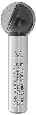 ENT 17065 Kugelfräser HW, Schaft (S) 8 mm, Durchmesser (D) 14 mm, NL 12,36 mm, R 7 mm, T 3 mm, SL 32 mm, für runde Nuten