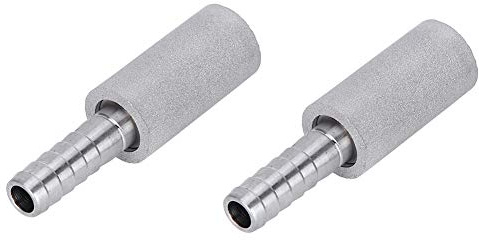 2PCS Stainless Steel Aeration Oxygenation Stone 0.5 μm Diffusion Stone with 1/4 Hose Barb for Brewing Wine Beer Soda