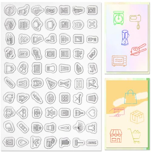 craspire Tägliches Mini-Etikett, Transparenter Gummistempel, Süßes Essen, Kaffee, Pizza, Vintage, Transparenter Silikon-Siegelstempel, Retro Für Journaling, Kartenherstellung, DIY, Scrapbooking