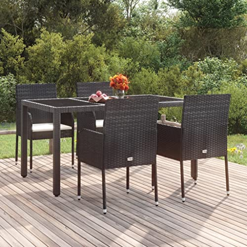 AJSEOYBS StapelstüHle,Hochlehner Gartenstuhl GartenstüHle Mit Kissen 4 STK. Poly Rattan Schwarzgeeignet Geeignet für Wohnzimmer, Schlafzimmer, Garten, Balkon, Terrasse, Küche, Outdoor