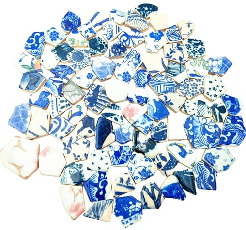500 g Porzellan-Keramik-Mosaikfliesen, gebrochene unregelmäßige Mosaikfliesen für Heimwerker, Boden, Küche, Pool, Blumentöpfe, Mosaikherstellung (Porzellan-Mischfarben)
