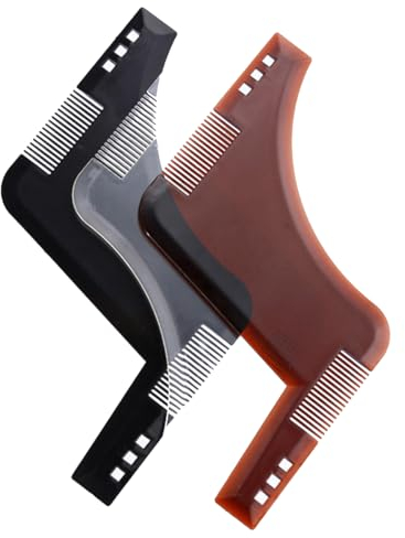 Visxcnu Pettine per Barba, Stencil Signori pizzetto Collo Sagome per Styling Tool,per Modellare la Barba per Barba di Mento Basette Collo Uomo 2 Pezzi Marrone Nero