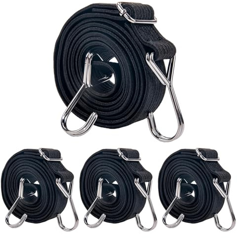 Justerbar elastisk rem med krokar (4 delar 1 M svart)
