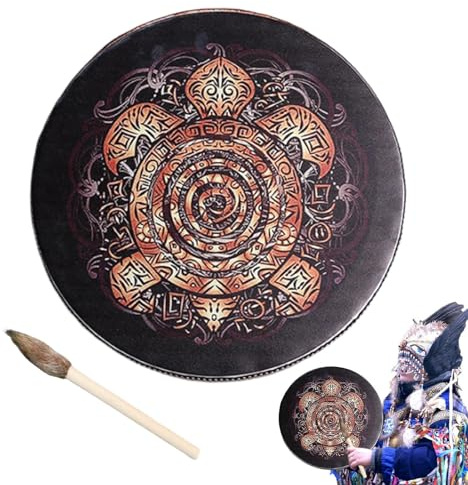 Tambor de mano chamánico, tambor de mano espiritual, tambor de mano sagrado, tambor chamánico de madera hecho a mano, tambor chamánico tradicional, para meditación, yoga para el hogar