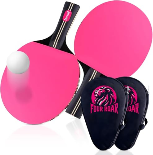 FourRoar | Tischtennisschläger Rosa Enthält einen Ball und eine Hülle | Tischtennisschlaeger Frauen Für Spieler aller Leistungsstufen | Tischtennis Schläger Mit 7 Schichten