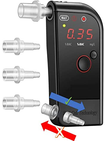 iBACheck Etilometro Portatile con sensore elettrochimico a Celle a combustibile. con Luce Iridescente, Bocchini Antiaspirazione + Pulsante di Espulsione. Bassa Potenza e Ultimi 350 Test