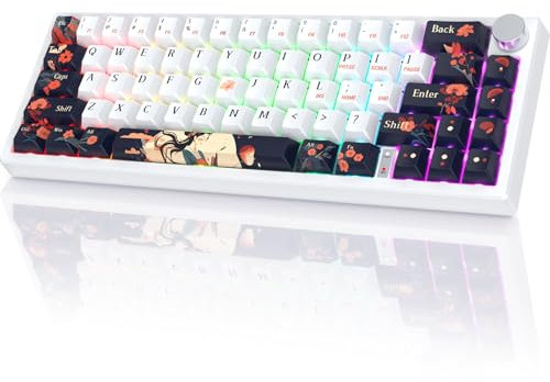 RisoPhy Teclado inalámbrico PC425 para juegos, montaje en junta, retroiluminación RGB, perilla de volumen, 2.4 GHz/USB-C/BT5.0, teclado mecánico para juegos 60% para Mac/Win