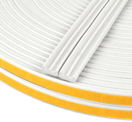 Flintronic 20m Dichtungsband für Türen Fenster, 9mm x 4mm E-Profil | Gummidichtung, Selbstklebend Schaumstoffband Türdichtung Fenster, Gummidichtung für Kollision Siegel Schalldämmung (Weiß)