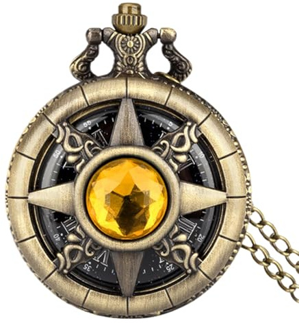 Reloj de bolsillo con piedras preciosas, reloj de bolsillo con cadena, reloj de bolsillo vintage, reloj de bolsillo con números romanos, reloj de bolsillo steampunk, perfecto para los amantes de la