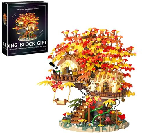 Baumhaus Mikro Bausteine Bausatz, 2725 PCS Waldhaus Mini Bausteine, STEM Waldhaus Mikro KlemmbausteineSpielzeug, Bauen & Ausstellen von Miniatur-Architektur-Modellspielzeug für Erwachsene Teens