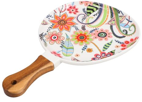 MAGICLULU Assiettes À Steak En Céramique Avec Manche En Bois 1 Pièce Pour Restaurant Café Et Maison