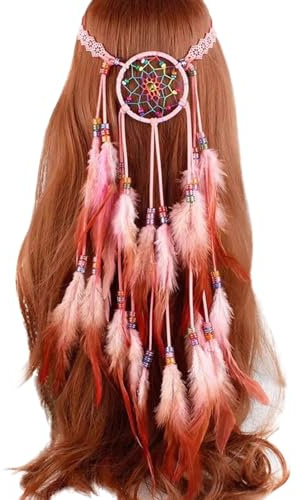 Generisch Federboa Blau,Pfau Haarschmuck Damen Indisch Blau Feder Stirnbänder​ Wikinger PerüCke Damen Haarbänder Karneval Haarschmuck für Frauen (Grün, Einheitsgröße)