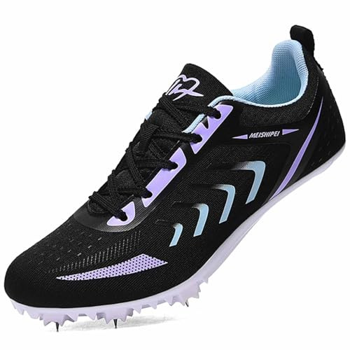 Hiuzylqx Leichtathletikschuhe 7 Nagel Schuhe Unisex Wettbewerb Leichtathletik Schuhe Langstreckenlauf Training,Schwarz,34 EU