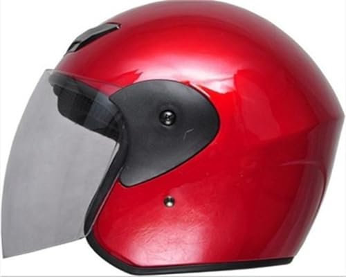 Casque de Moto Adulte avec lentille Rabattable Classique Homme et Femme Scooter 3/4 Demi-Casques Convient pour la croisière Rue Commuting Electric Car Safe Riding EC Rouge S/55-56cm