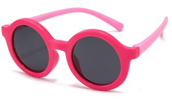 XFSRG solglasögon barn rund rosa ram UV400 skydd solglasögon flickor fashionabla solglasögon för sommaraktiviteter