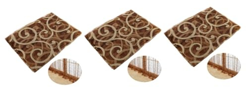 Cabilock 3 Piezas Cortina Visillo de Transparente con Bolsillo para Barra de Flocking Ganchos Incluidos para Dormitorio y Salón Color Café