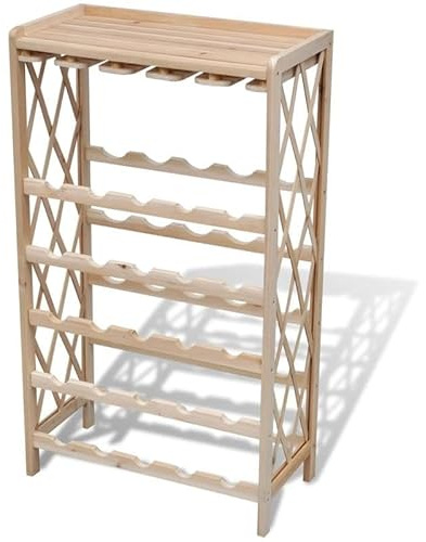 Eleganz Étagère à vin en bois de sapin massif pour 25 bouteilles - Étagère à vin rabattable stable pour cave ou salon - Rangement peu encombrant pour les amateurs de vin