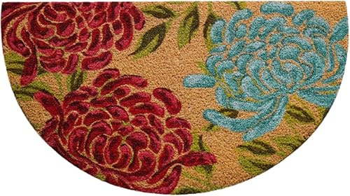 Zerbino art KERA IN fibra di cocco naturale stampato fantasia tappeto ingresso casa asciuga passo con retro pvc antiscivolo doormat esterno casa giardino (MEZZALUNA DIS 5, 38 X 68 CM)
