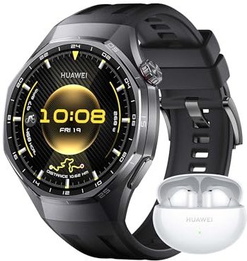 HUAWEI WATCH GT 6 Pro 46mm Black + FreeBuds 6i White, 1.47''AMOLED Touchscreen, up to 21 days battery life, 100+ Sports Mode, iOS & Android, ECG Analysis, All-day Health Monitoring