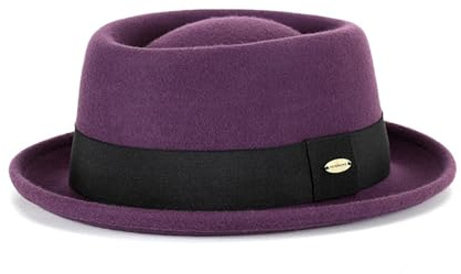 HEYANN Pork paj hatt män kvinnor, ull fedora filthatt trilby hattar bowler filt hatt vintage (56–58 cm), lila, one size