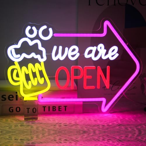 We Are Open Bar Neon Schild Dimmbar Bier LED Leuchtreklame für Pub Deko