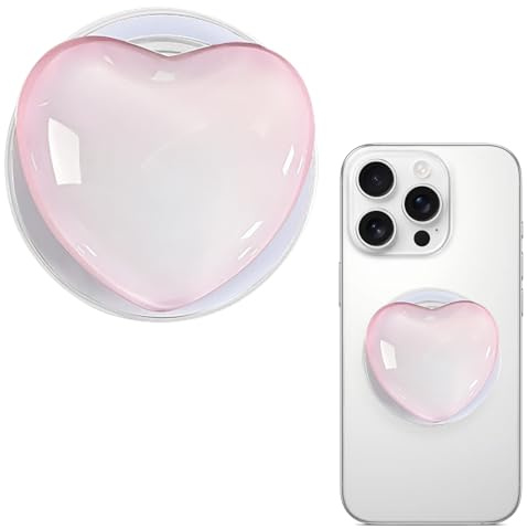 Telefongriff mit Expandierendem Ständer, Magnetische Handy Fingerhalterung, Handy Griffhalter Einziehbarer Liebe Herz Griff Magnet, Ausziehbarer Sockel und Griff für Smartphones Tablets, Rosa