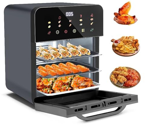 Heißluftfritteusen-Ofen, intelligenter Fritteusen- und Backofen, zartes Braten ohne Wenden. Ideal zum Dampfgaren von Frühstück, Luftfrittieren für knusprige Perfektion, Dampfgaren von